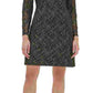Vestido feminino Tommy Hilfiger com renda metálica evasê, cinza, tamanho 4