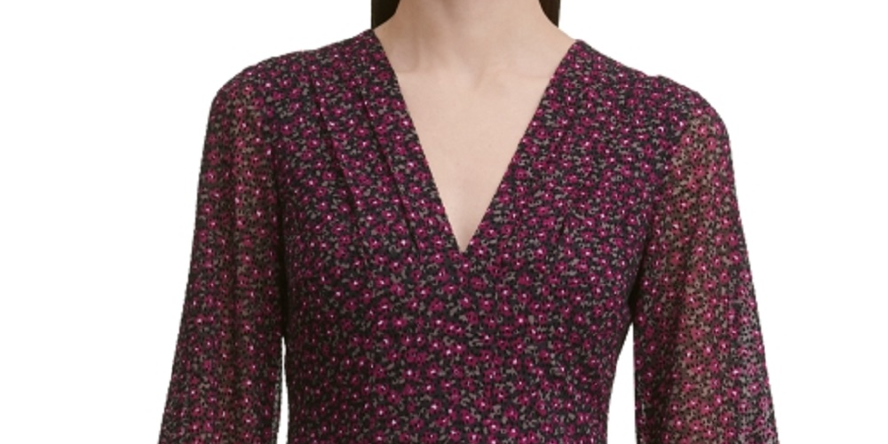 Vestido feminino Tommy Hilfiger de chiffon floral flocado, rosa brilhante, tamanho 12