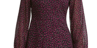 Vestido feminino Tommy Hilfiger de chiffon floral flocado, rosa brilhante, tamanho 12