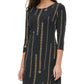 Vestido de malha com estampa de corrente Tommy Hilfiger feminino, cinza, tamanho 14
