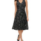Vestido feminino Tommy Hilfiger com corte evasê e renda floral, cinza, tamanho 18