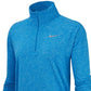 Camiseta de corrida Nike Element Dry Half-Zip feminina, azul brilhante, tamanho pequeno