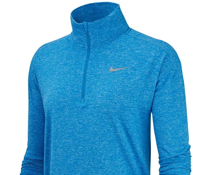 Camiseta de corrida Nike Element Dry Half-Zip feminina, azul brilhante, tamanho pequeno