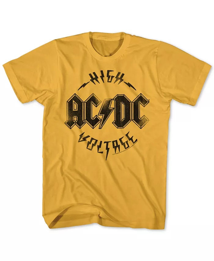 Camiseta masculina American Classics ACDC High Voltage Graphic, amarela, tamanho M