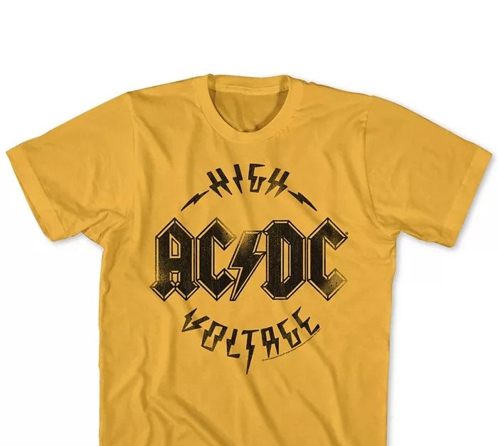 Camiseta masculina American Classics ACDC High Voltage Graphic, amarela, tamanho M