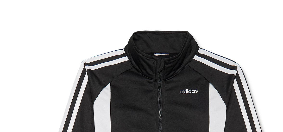 Conjunto de moletom e calça Adidas Little Girls 2 peças com blocos de cores, preto, tamanho 5