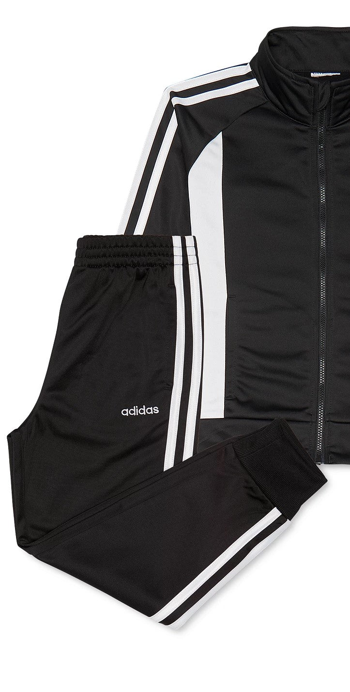 Conjunto de moletom e calça Adidas Little Girls 2 peças com blocos de cores, preto, tamanho 5