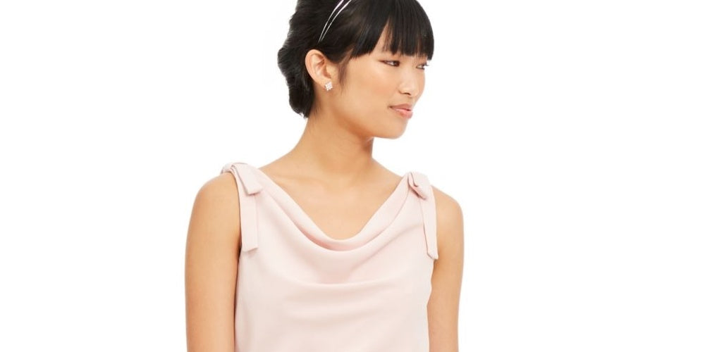 Vestido de festa longo sem mangas com decote canoa e bainha longa, rosa, tamanho 12, para mulheres, Adrianna Papell