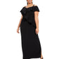 Vestido feminino plus size com babados e ombros descobertos, preto, tamanho 18, da Adrianna Papell