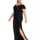 Vestido feminino plus size com babados e ombros descobertos, preto, tamanho 18, da Adrianna Papell