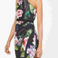 Vestido feminino Adrianna Papell com estampa floral e um ombro só, preto, floral, tamanho 12