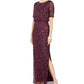 Vestido de festa feminino Adrianna Papell com contas, vinho, tamanho 16
