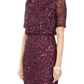 Vestido de festa feminino Adrianna Papell com contas, vinho, tamanho 16