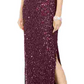 Vestido de festa feminino Adrianna Papell com contas, vinho, tamanho 16