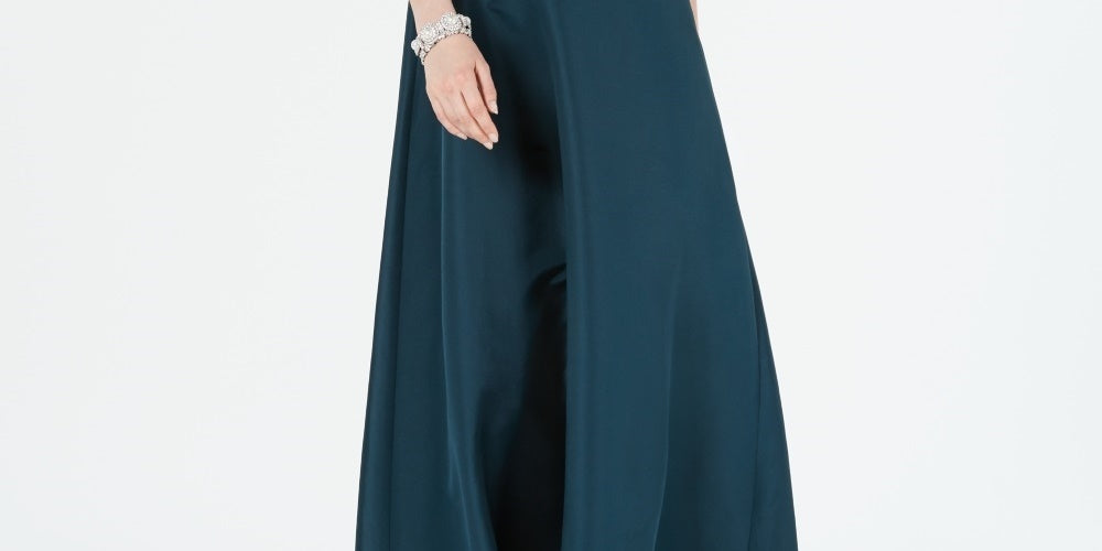 Vestido de Mikado com Ombros à Ombro Adrianna Papell Feminino Verde Escuro Tamanho 6