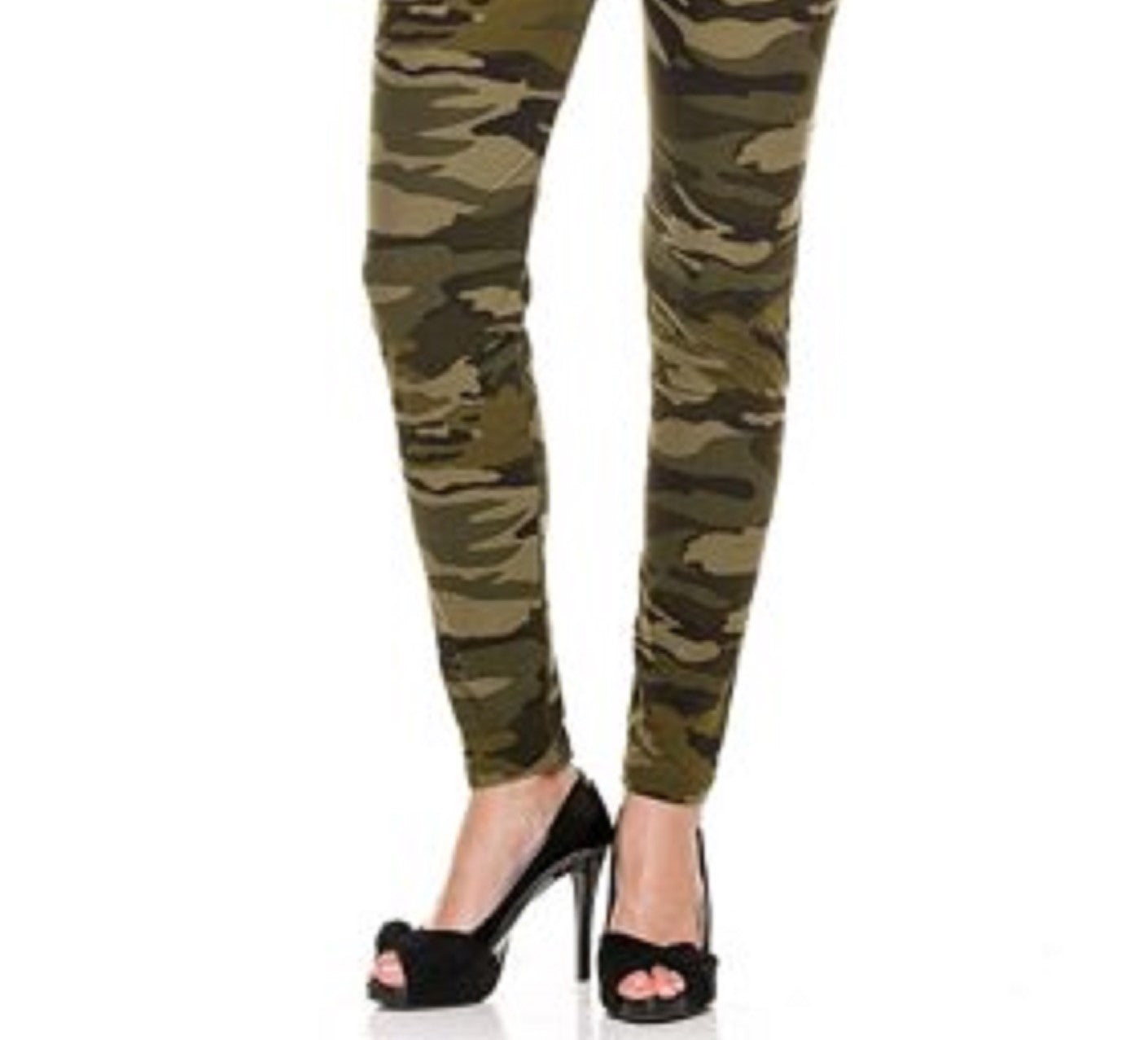 Leggings de malha escovada com estampa camuflada Planet Gold Juniors, tamanho grande, verde