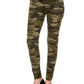 Leggings de malha escovada com estampa camuflada Planet Gold Juniors, tamanho médio, verde