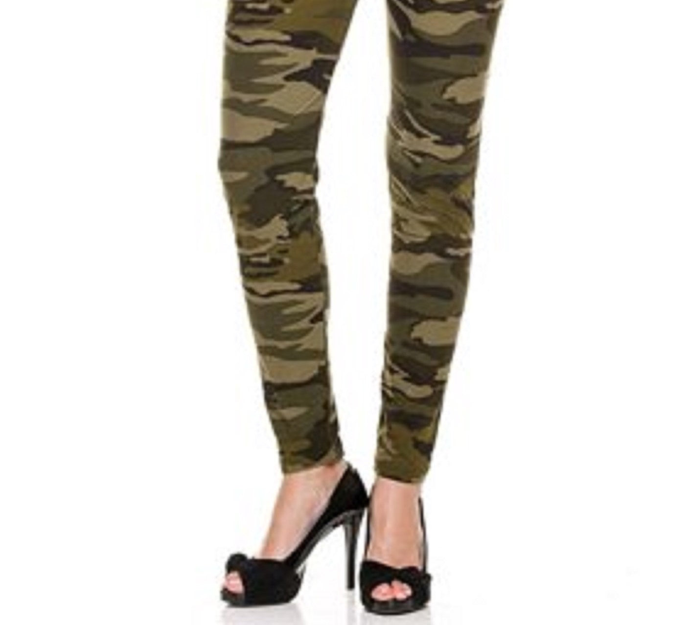 Leggings de malha escovada com estampa camuflada Planet Gold Juniors, tamanho médio, verde