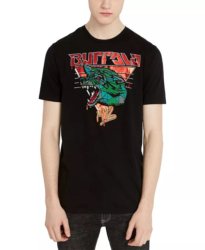 Camiseta masculina Buffalo David Bitton com estampa gráfica do logotipo Tymop, preta, tamanho XXG