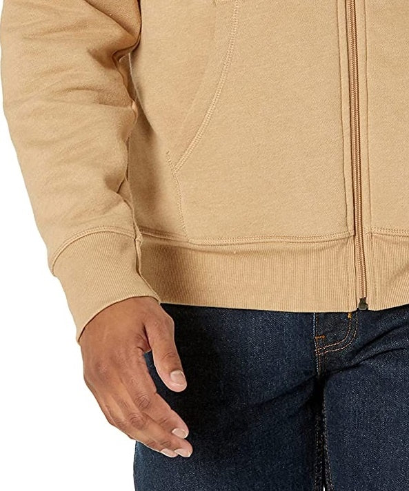 Jaqueta masculina Buffalo David Bitton bege com forro de pele sintética e zíper estampado, tamanho médio