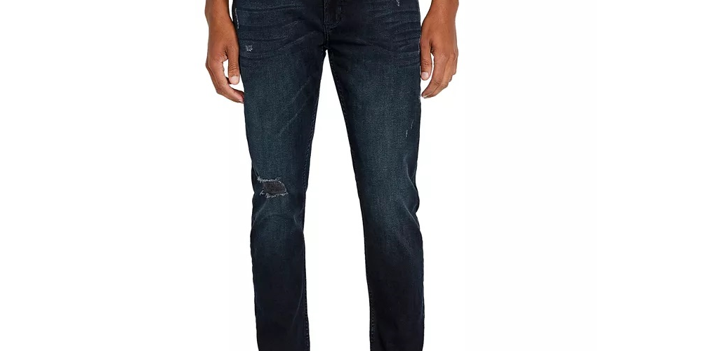 Calça jeans skinny masculina Buffalo David Bitton Max X Denim desgastada, azul, tamanho 30x32