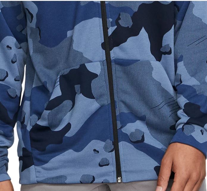 Moletom com capuz Nike Dri Fit Camo Zip Masculino Azul Tamanho P