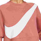 Moletom Nike Sportswear Logo Fleece Feminino Laranja Tamanho P