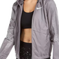 Jaqueta de corrida com capuz Nike Essential Water-Repellent feminina, cor carvão, tamanho médio