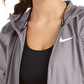 Jaqueta de corrida com capuz Nike Essential Water-Repellent feminina, cinza, tamanho extra grande