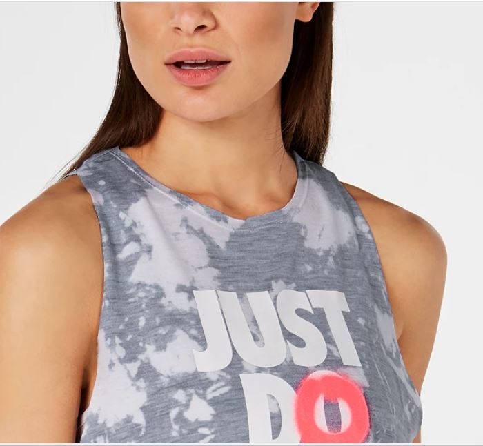 Camiseta de treino Nike Dri Fit Just Do It estampada feminina, tamanho médio, cor carvão