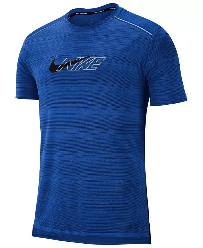 Camiseta de corrida Nike Miler Dri-Fit Flash masculina, azul brilhante, tamanho pequeno