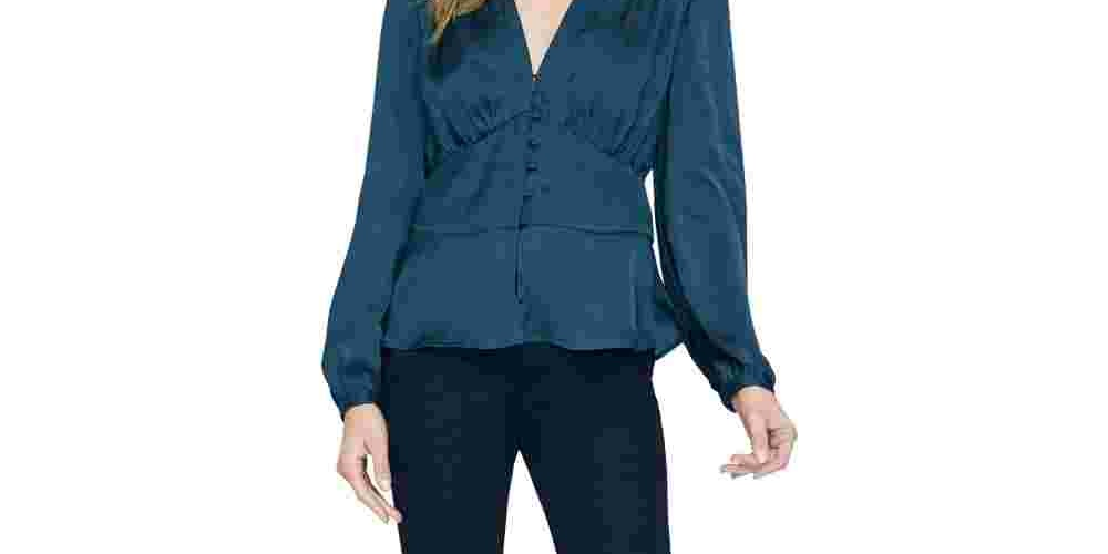 Blusa de cetim romântica favorita feminina Sanctuary, verde, tamanho extragrande