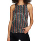 Blusa feminina Sanctuary com alças finas e lantejoulas, decote redondo, preta, tamanho extragrande
