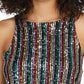 Blusa feminina Sanctuary com alças finas e lantejoulas, decote redondo, preta, tamanho extragrande