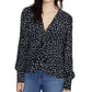Blusa feminina Sanctuary com estampa Ella e amarração frontal, preta, tamanho extrapequeno