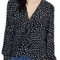 Blusa feminina Sanctuary com estampa Ella e amarração frontal, preta, tamanho extrapequeno
