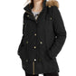 Casaco Parka com Capuz e Acabamento em Pele Sintética Celebrity Pink Juniors, Preto, Tamanho X-S