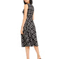 Vestido midi xadrez Calvin Klein feminino, tamanho 16, preto