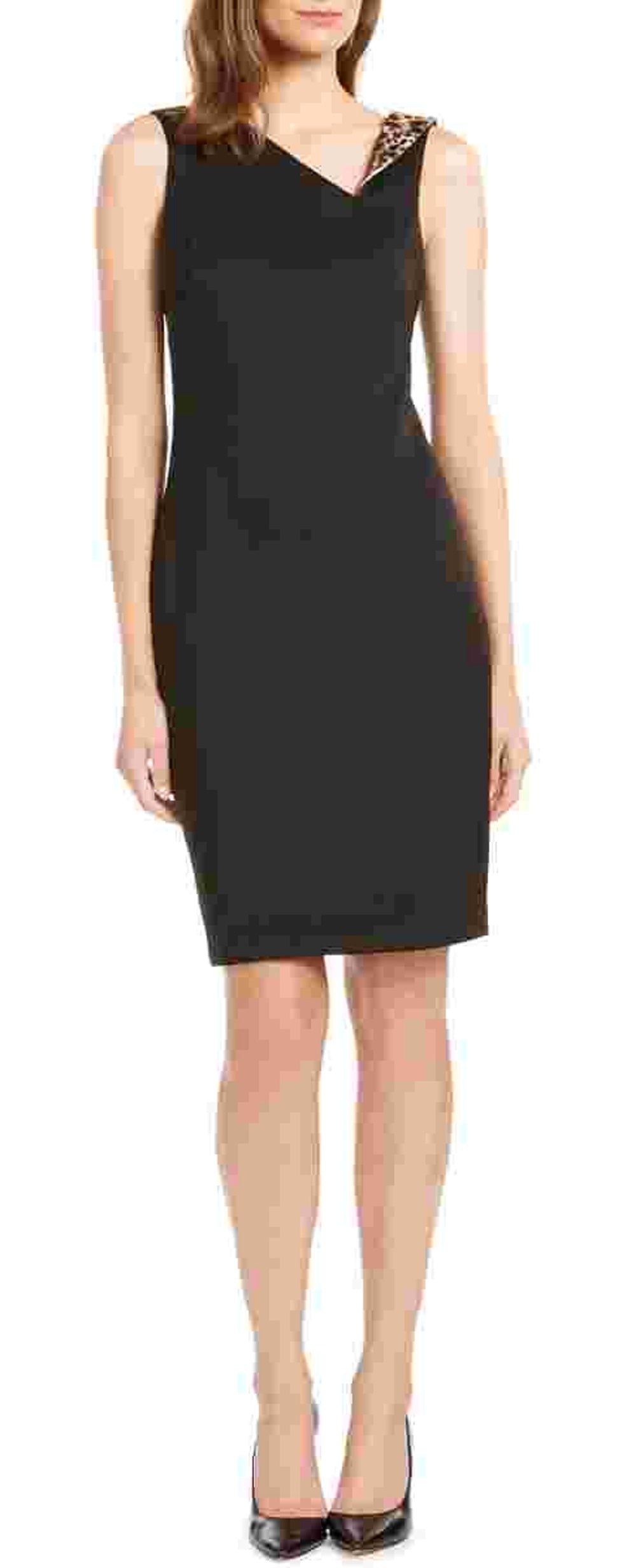 Vestido Calvin Klein Feminino Animal Trim Preto Tamanho 8
