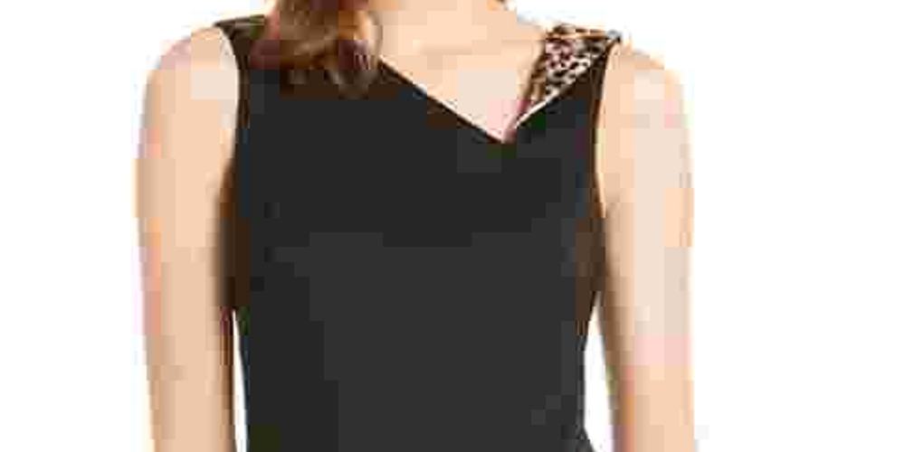 Vestido Calvin Klein Feminino Animal Trim Preto Tamanho 8
