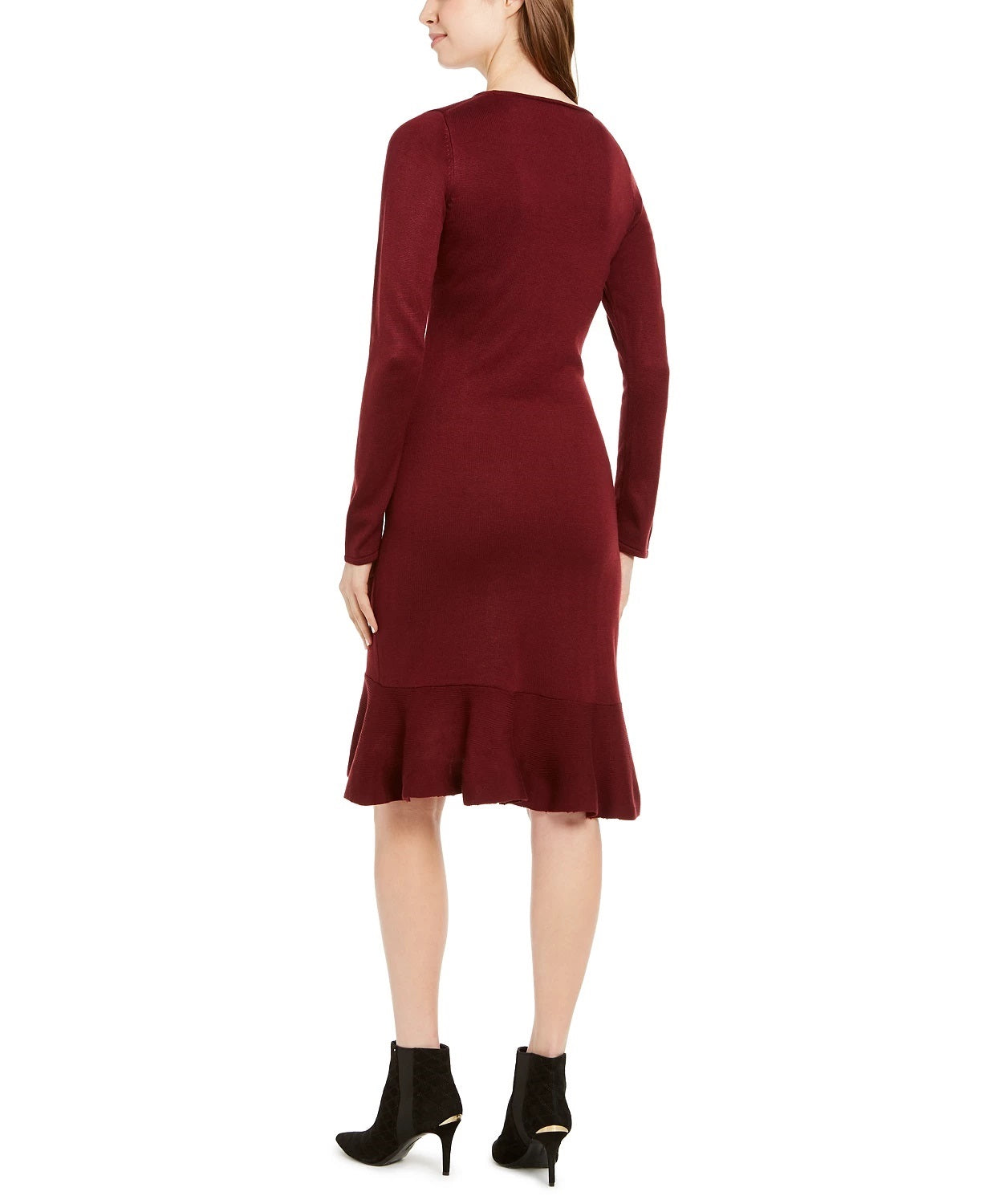 Vestido suéter com babados Calvin Klein feminino vinho - tamanho pequeno