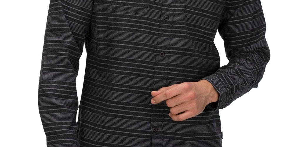 Camisa listrada Hurley Armstrong Stretch Classic-Fit Yarn-Dyed Masculina, Cinza Escuro, Tamanho XX-G