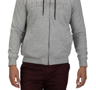 Moletom com capuz Hurley Good Times Sherpa com zíper, cinza, tamanho médio, masculino