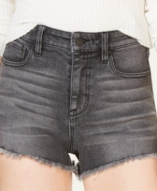 Shorts jeans de cintura alta para adolescentes da Celebrity Pink, tamanho 0, preto