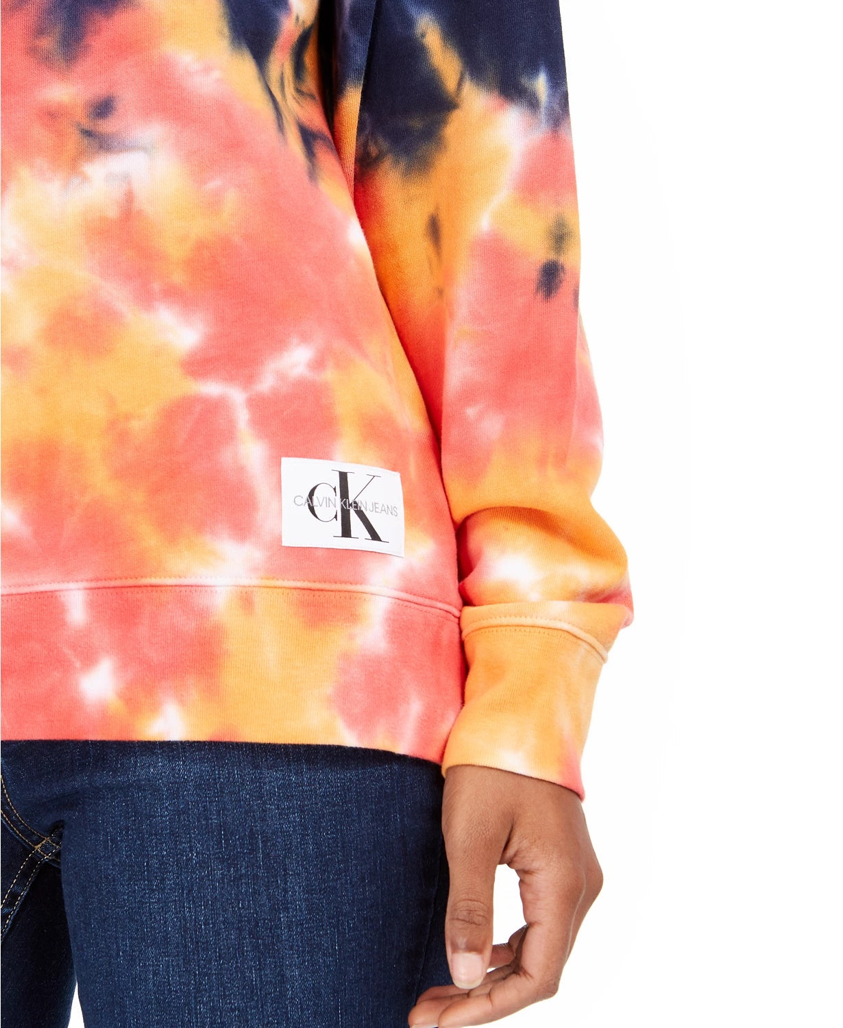 Calvin Klein Jeans Feminino High Tide Tie-Dyed Sweatshirt Vermelho Brilhante Tamanho X-G