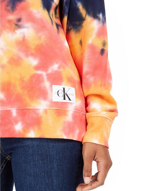 Calvin Klein Jeans Feminino High Tide Tie-Dyed Sweatshirt Vermelho Brilhante Tamanho X-G