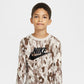 Camiseta Nike Big Boys de algodão com estampa camuflada e manga comprida, marrom, tamanho pequeno