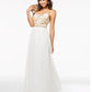 Emerald Sundae Junior's Metallic Bodice Ball Gown Dress White Size 9