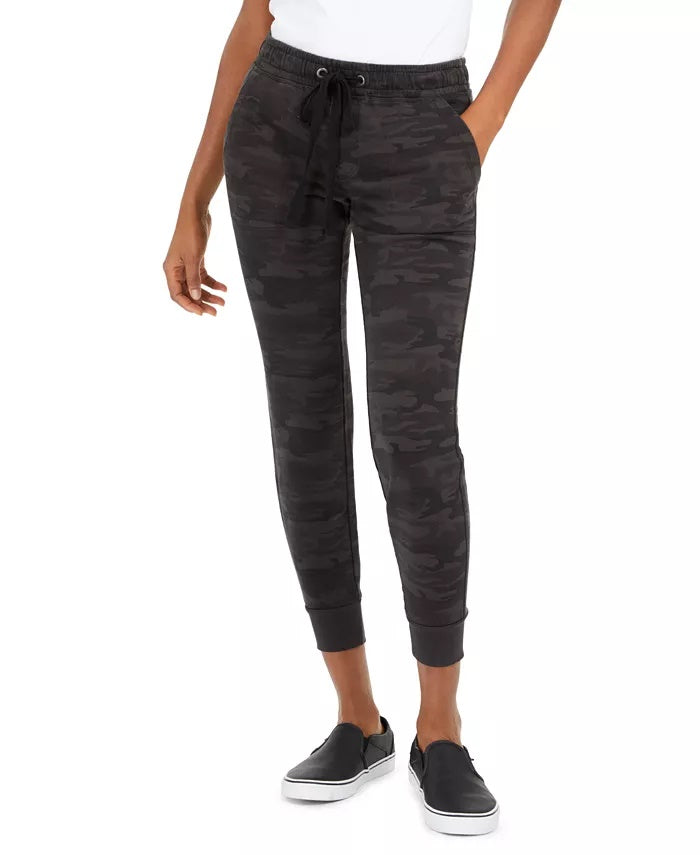 Calças femininas Sanctuary camufladas com cordão, pretas, tamanho pequeno