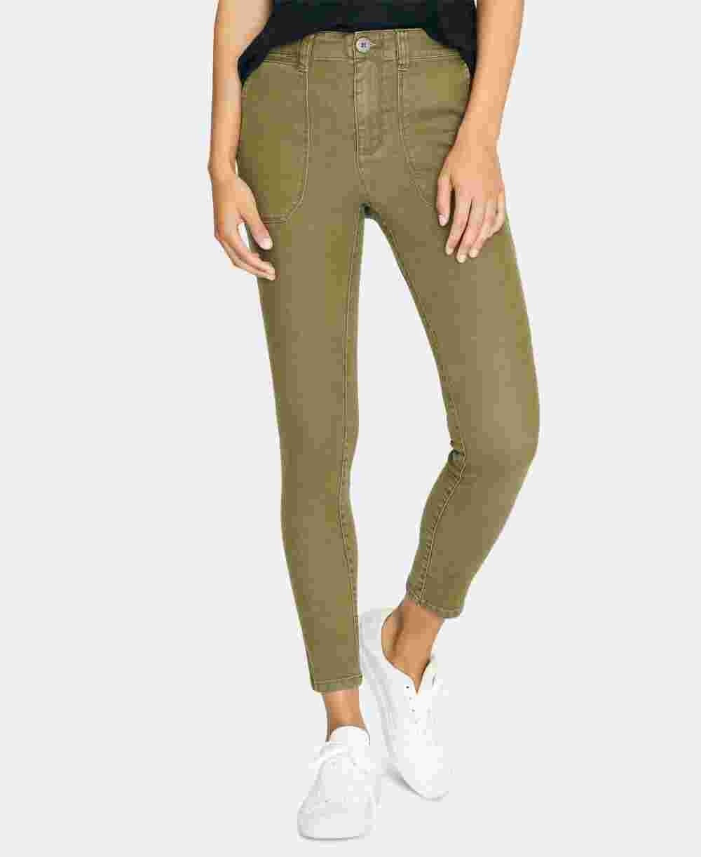 Calça jeans feminina Sanctuary verde com bolso e zíper, tamanho cintura, verde, tamanho 25